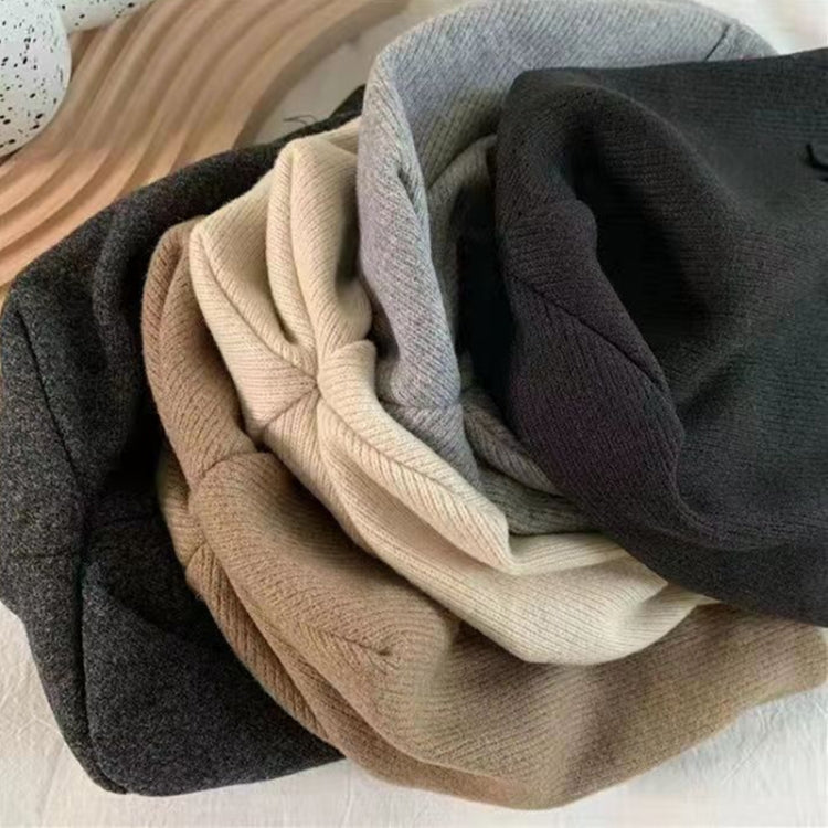 Letter Patch Ear-Protection Warm Vintage Knit Hat