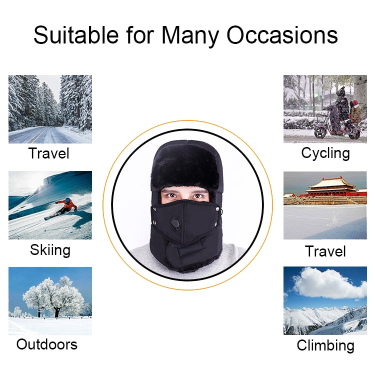 L-1-168 Winter Outdoor Sports Windproof Warm Bomber Hat with Breather Valve Mask