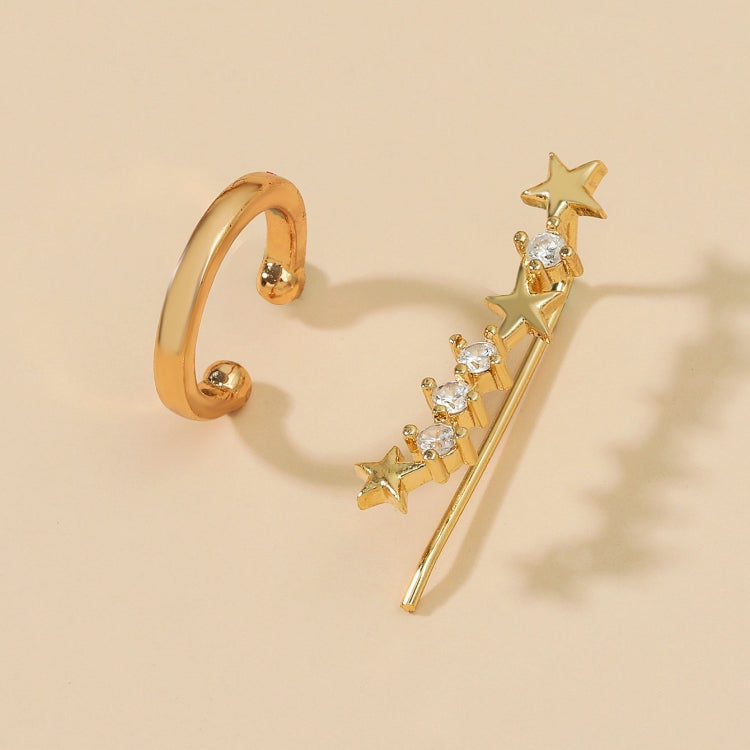 DZ-523 Simple Small Drilling Lug Clip Geometric Zircon Earrings