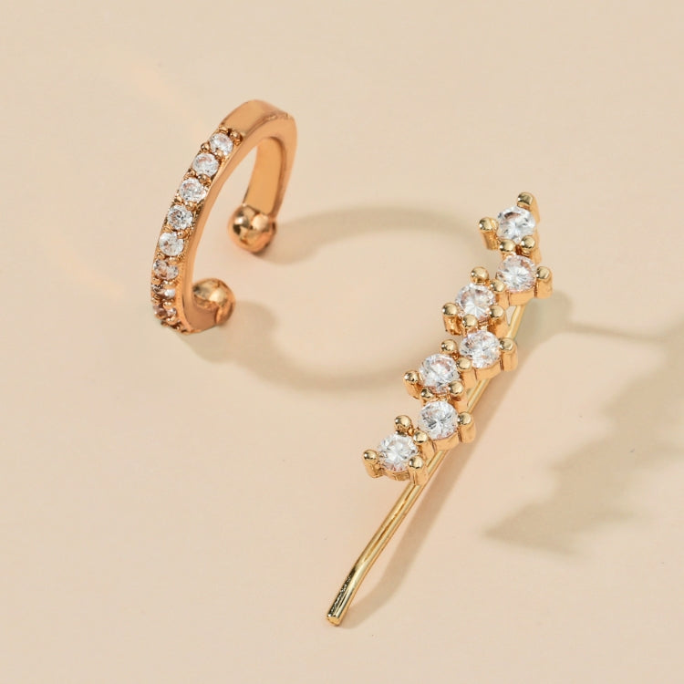 DZ-522 Simple Small Drilling Lug Clip Geometric Zircon Earrings
