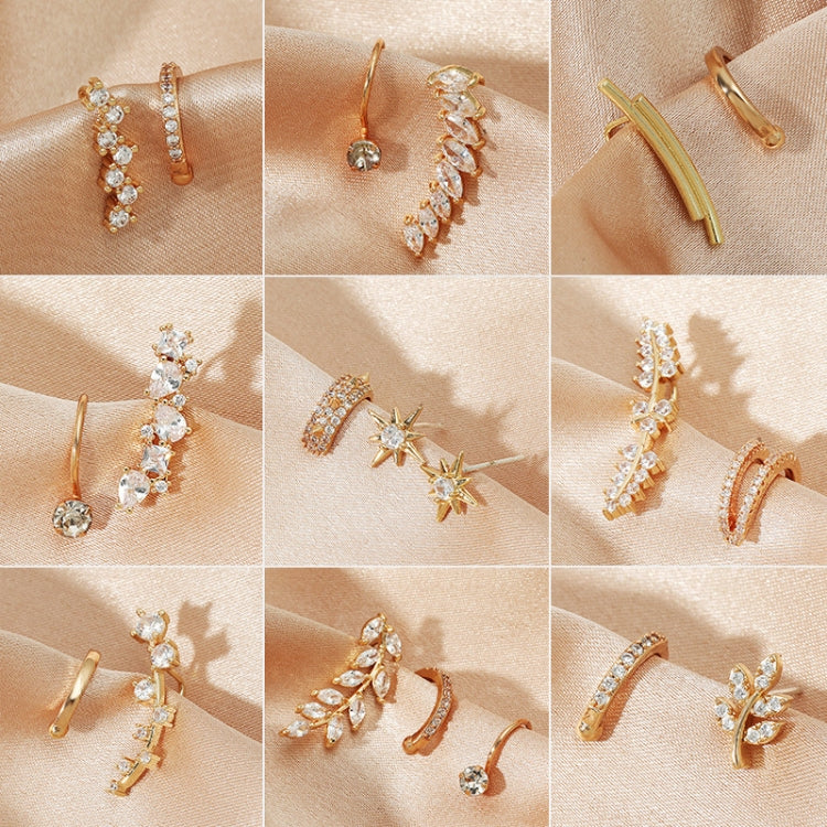 DZ-518 Simple Small Drilling Lug Clip Geometric Zircon Earrings