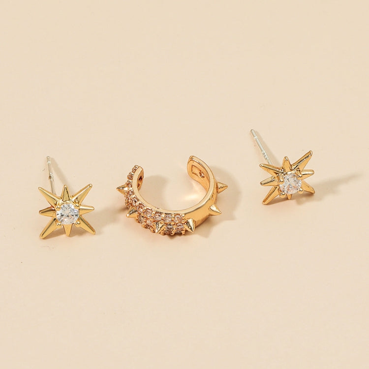 DZ-517 Simple Small Drilling Lug Clip Geometric Zircon Earrings