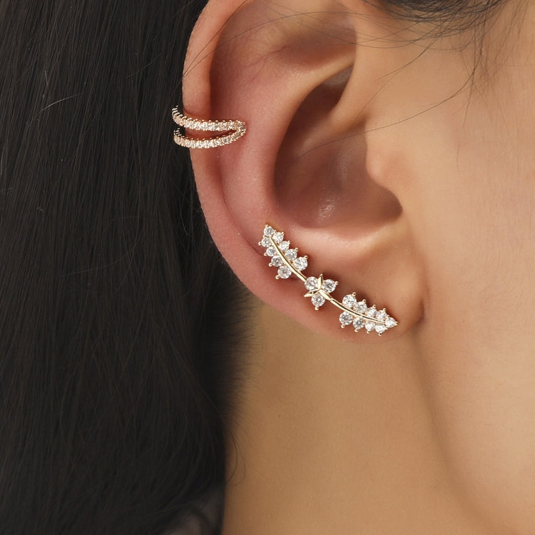 DZ-516 Simple Small Drilling Lug Clip Geometric Zircon Earrings