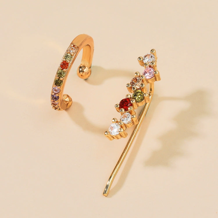 DZ-515 Simple Small Drilling Lug Clip Geometric Zircon Earrings