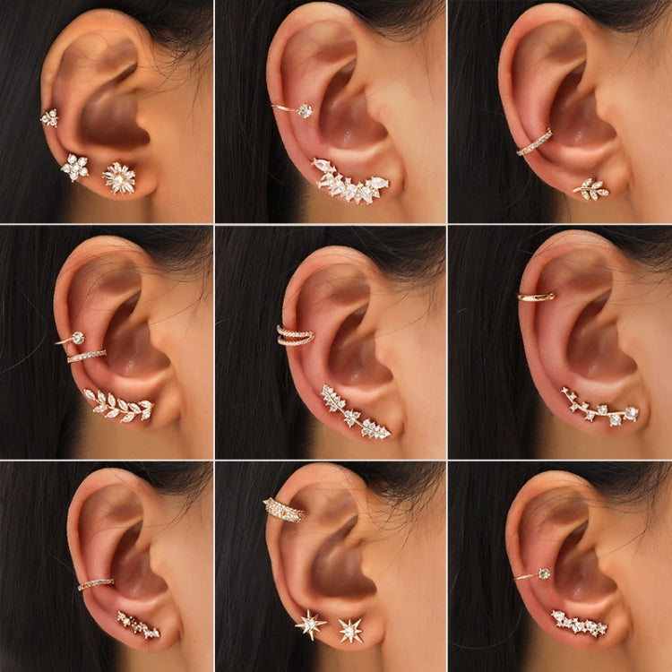 DZ-514 Simple Small Drilling Lug Clip Geometric Zircon Earrings