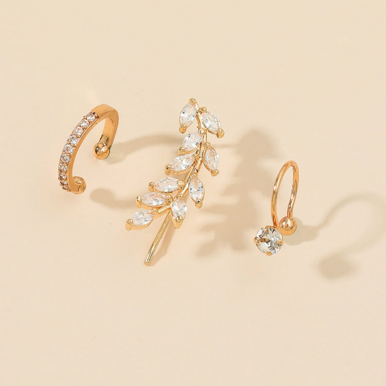 DZ-513 Simple Small Drilling Lug Clip Geometric Zircon Earrings