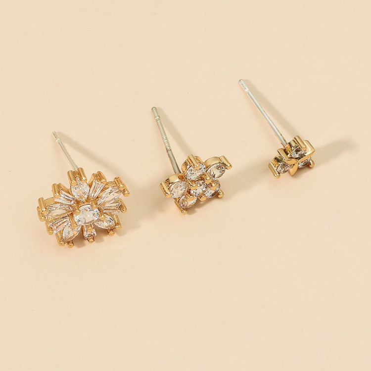 DZ-509 Simple Small Drilling Lug Clip Geometric Zircon Earrings
