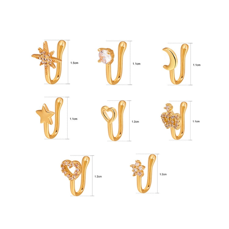 10 PCS U-shaped Nose Clip Copper Inlaid With Zircon Nose Decoration, Color: G-365 Silver