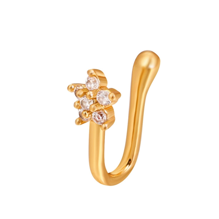 10 PCS U-shaped Nose Clip Copper Inlaid With Zircon Nose Decoration, Color: G-249 Gold