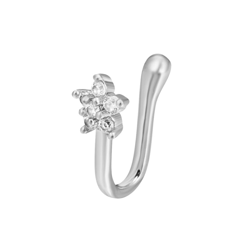 10 PCS U-shaped Nose Clip Copper Inlaid With Zircon Nose Decoration, Color: G-250 Silver