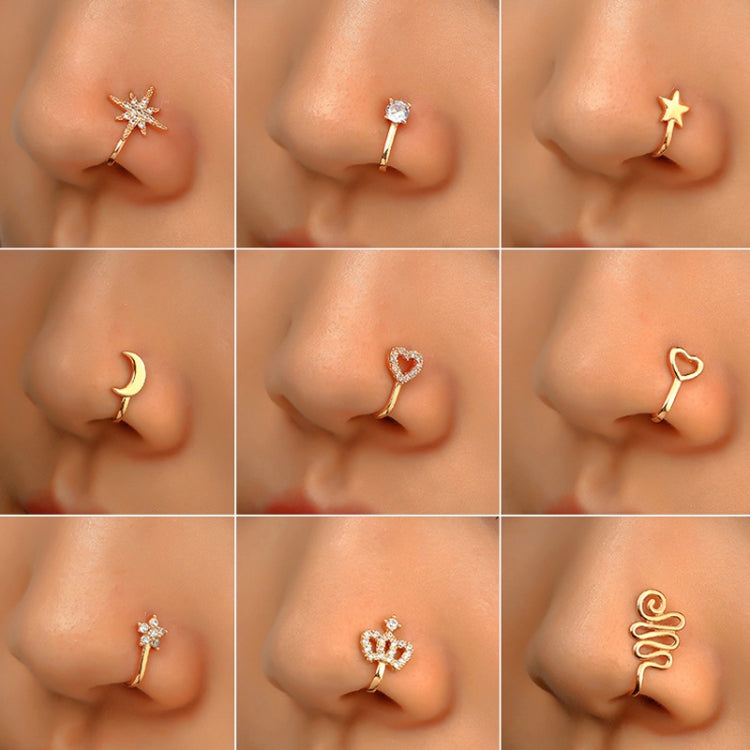 10 PCS U-shaped Nose Clip Copper Inlaid With Zircon Nose Decoration, Color: G-183 Gold