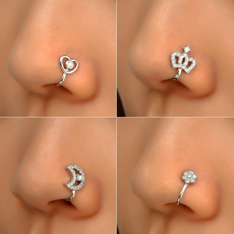 10 PCS U-shaped Nose Clip Copper Inlaid With Zircon Nose Decoration, Color: G-350 Silver