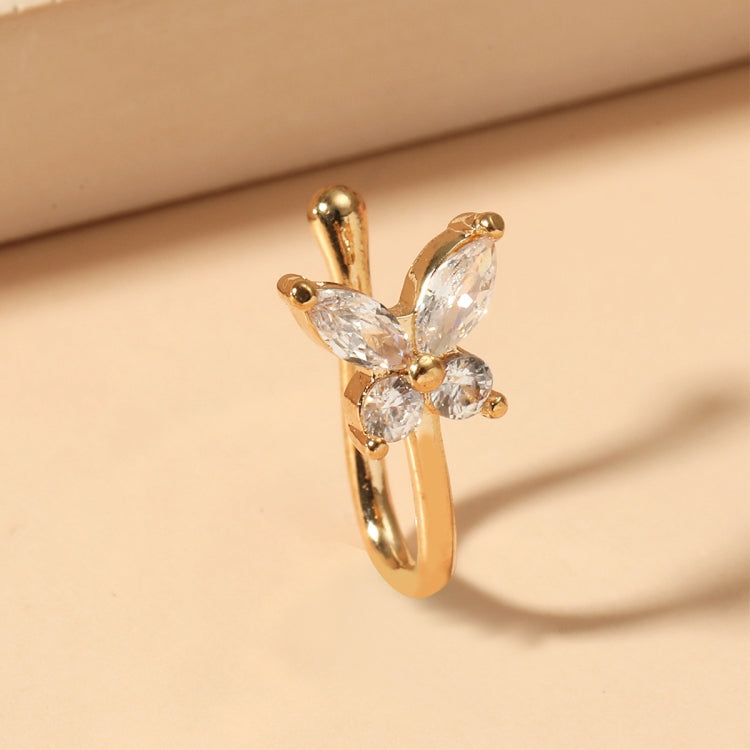 5 PCS Butterfly Nose Clip Copper Inlaid Zircon U-shaped Nose Decoration