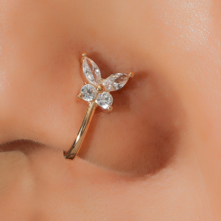 5 PCS Butterfly Nose Clip Copper Inlaid Zircon U-shaped Nose Decoration