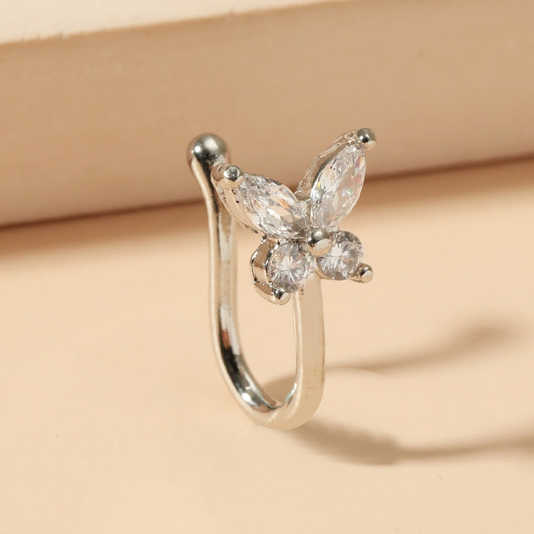 5 PCS Butterfly Nose Clip Copper Inlaid Zircon U-shaped Nose Decoration