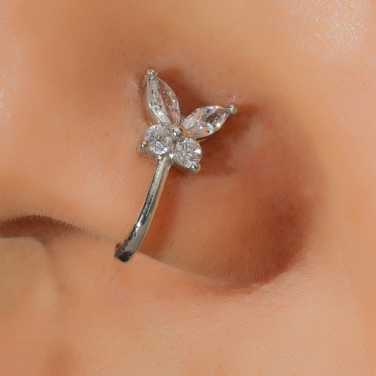 5 PCS Butterfly Nose Clip Copper Inlaid Zircon U-shaped Nose Decoration