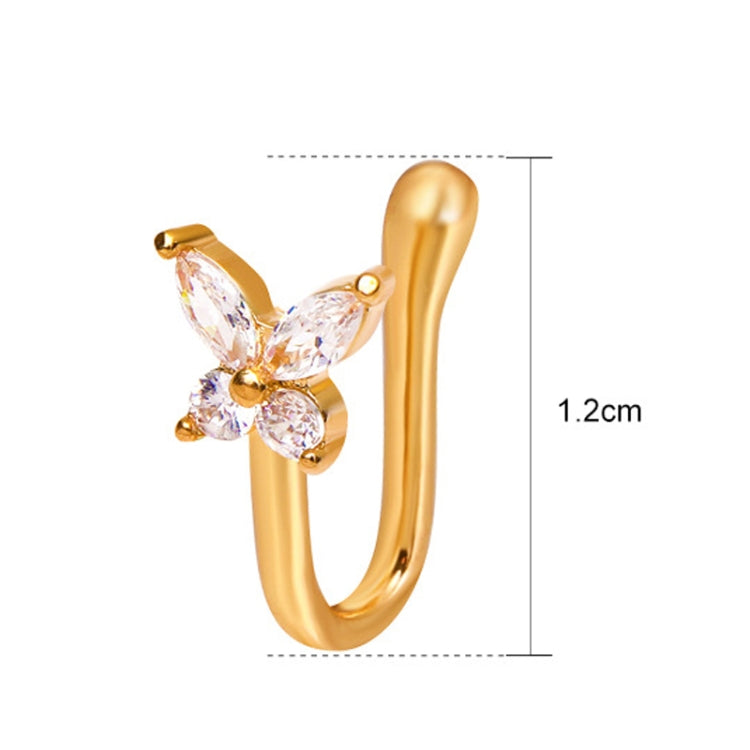 5 PCS Butterfly Nose Clip Copper Inlaid Zircon U-shaped Nose Decoration