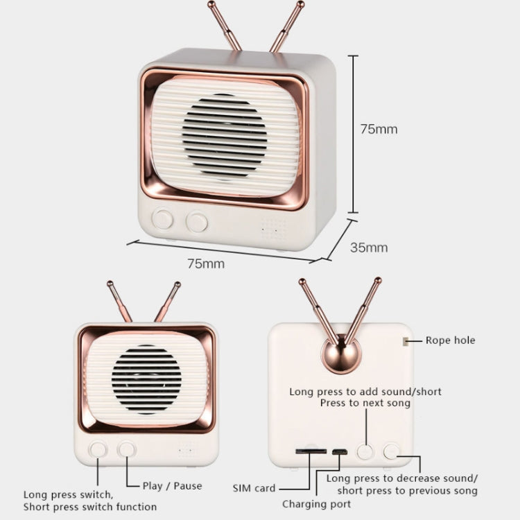 DW02 TV Shaped Retro BT Speaker Support  TF Card FM