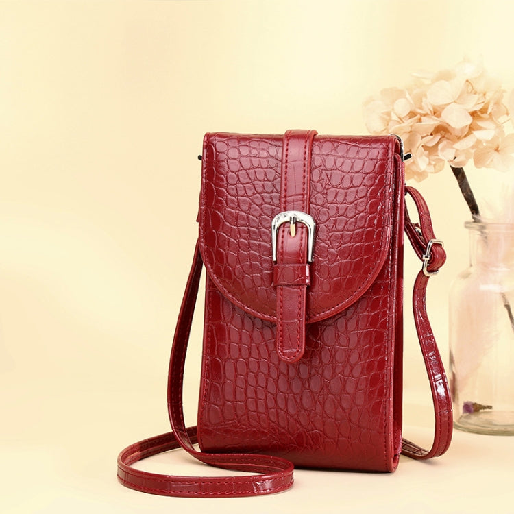 Cross-slung Woman Bag Buckle Shoulder Bag Crocodile Print Phone Bag