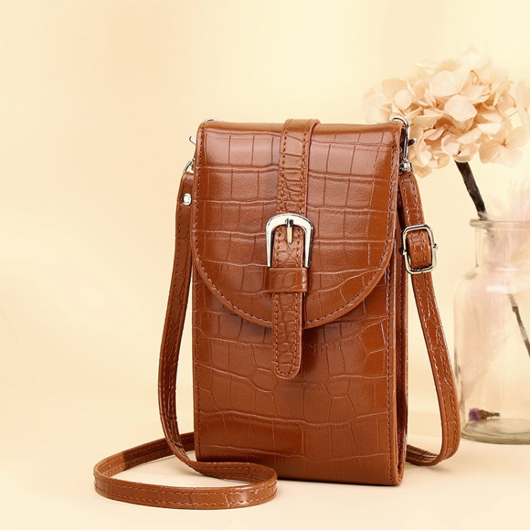 Cross-slung Woman Bag Buckle Shoulder Bag Crocodile Print Phone Bag