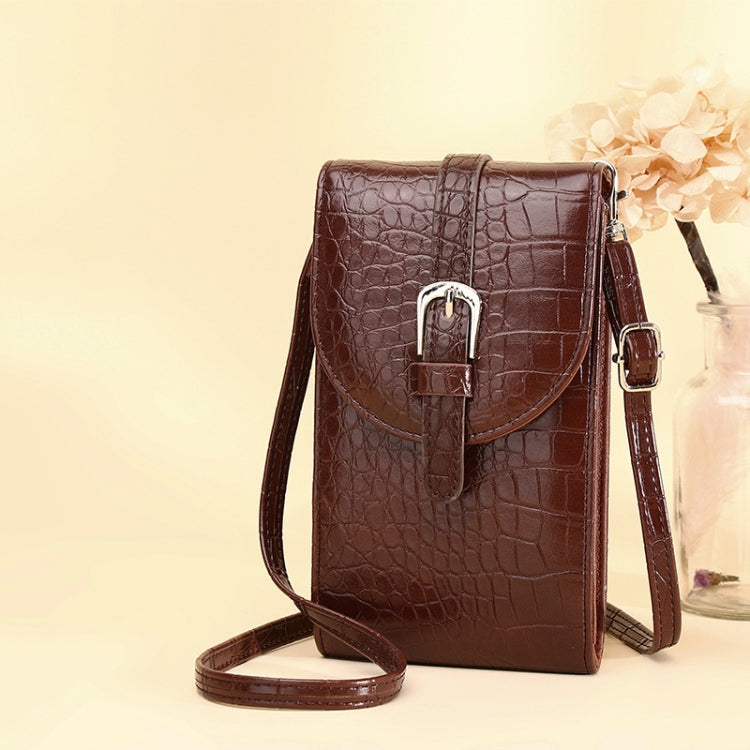 Cross-slung Woman Bag Buckle Shoulder Bag Crocodile Print Phone Bag