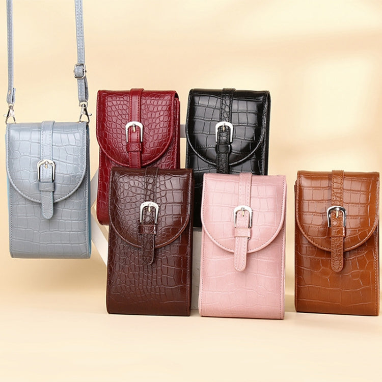 Cross-slung Woman Bag Buckle Shoulder Bag Crocodile Print Phone Bag