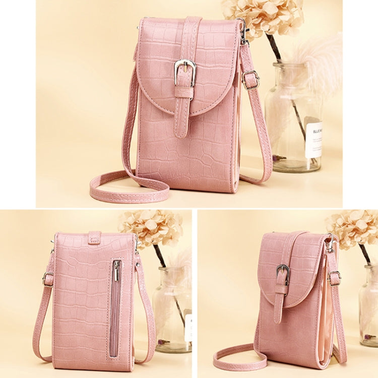 Cross-slung Woman Bag Buckle Shoulder Bag Crocodile Print Phone Bag