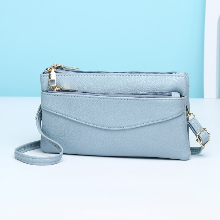 P05 Women Double Zipper Small Square Bag Multi-layer Shopping Mobile Phone Bag Coin Purse