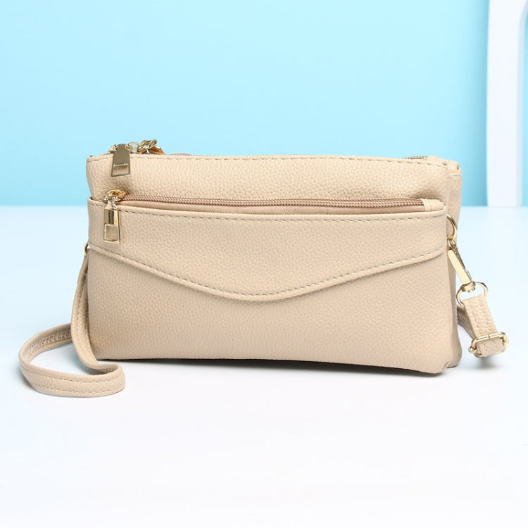 P05 Women Double Zipper Small Square Bag Multi-layer Shopping Mobile Phone Bag Coin Purse