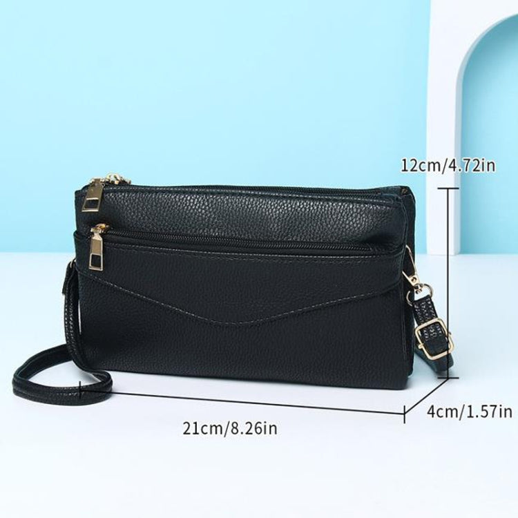 P05 Women Double Zipper Small Square Bag Multi-layer Shopping Mobile Phone Bag Coin Purse
