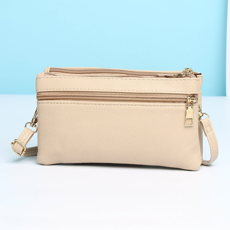 P05 Women Double Zipper Small Square Bag Multi-layer Shopping Mobile Phone Bag Coin Purse