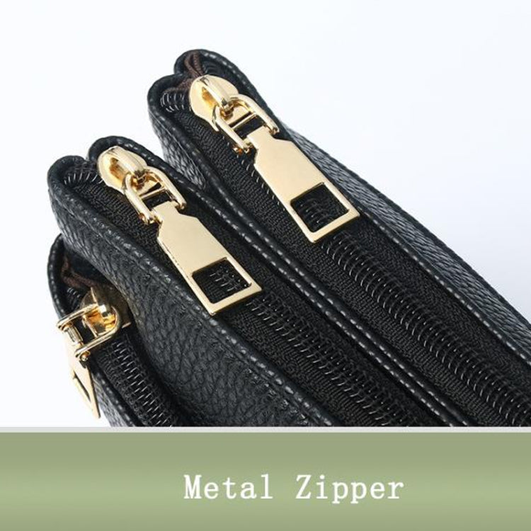 P05 Women Double Zipper Small Square Bag Multi-layer Shopping Mobile Phone Bag Coin Purse