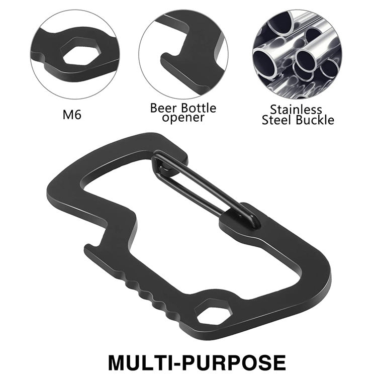 2 PCS Outdoor Multifunctional Stainless Steel D-Type Carabiner Bottle Opener(TZ-001)