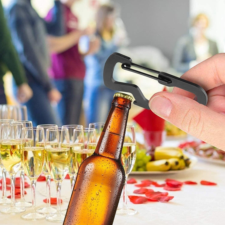 2 PCS Outdoor Multifunctional Stainless Steel D-Type Carabiner Bottle Opener(TZ-001)