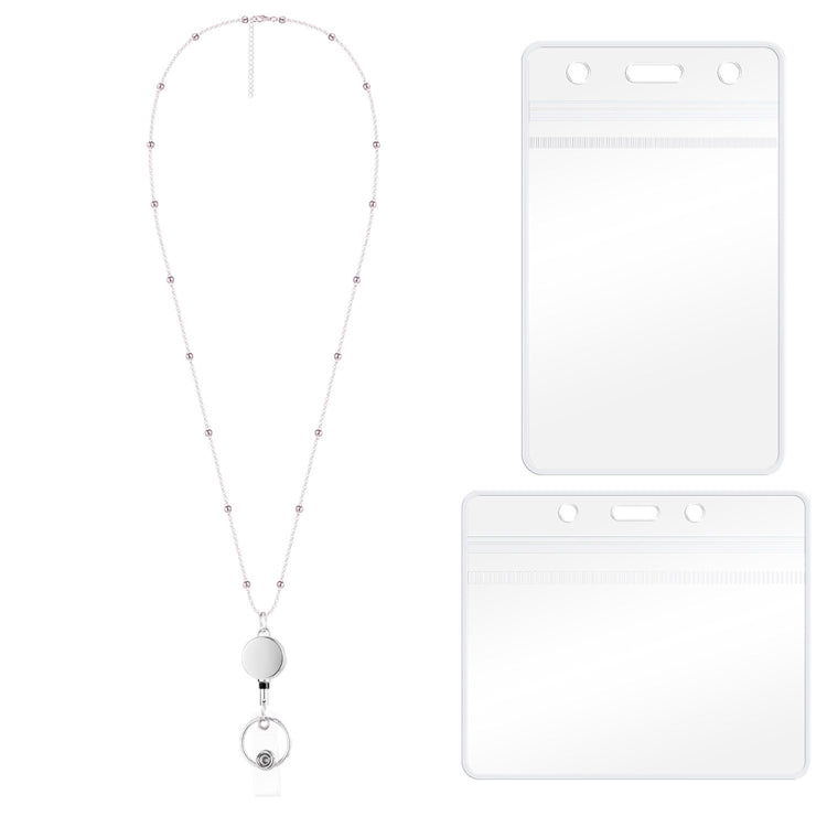 QD-2451 Multifunctional Metal Bead Chain Retractable Pulling Buckle ID Card Holder