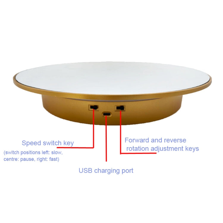 32cm Electric Turntable for Photography With Speed Direction Adjustment, Color: Black Mirror