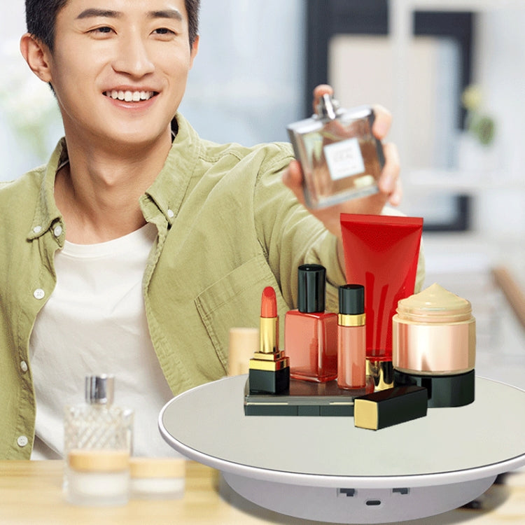 32cm Electric Turntable for Photography With Speed Direction Adjustment, Color: Golden Mirror