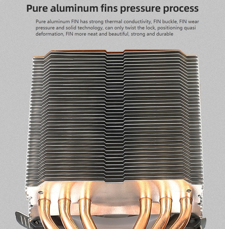 Computer 6 Copper Tube CPU Radiator CPU Fan,Spec: 3 Fans Without Light