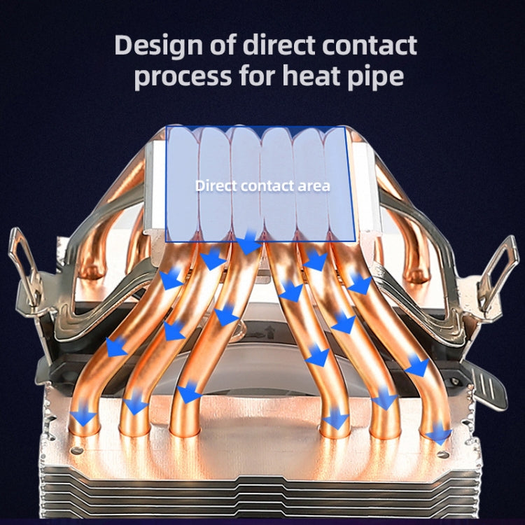 Computer 6 Copper Tube CPU Radiator CPU Fan,Spec: RGB Light 3 Fans