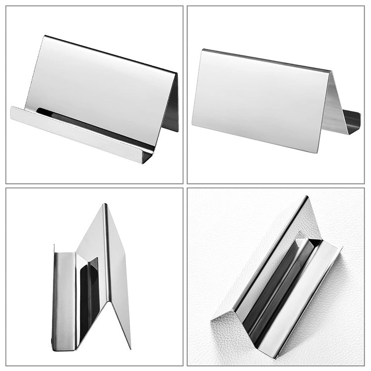 2 PCS ZT7414 304 Stainless Steel Mirror Desktop Name Card Storage Rack