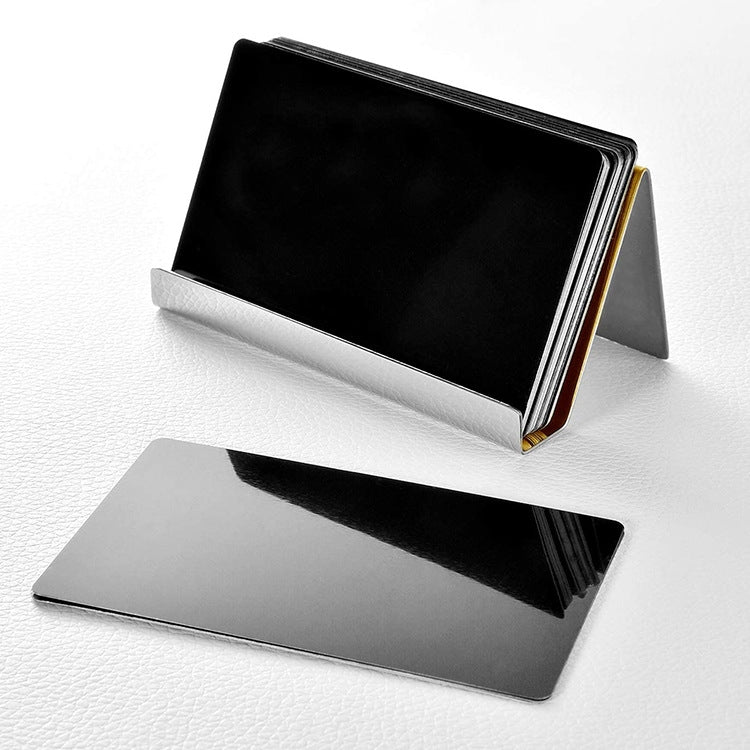 2 PCS ZT7414 304 Stainless Steel Mirror Desktop Name Card Storage Rack