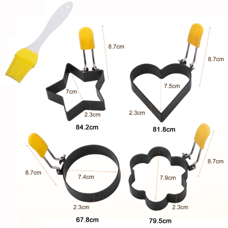 Egg Ring Iron Spray Non-Stick Round Omelette Model Omelette Mold(4 PCS Circle Heart Flower Star)