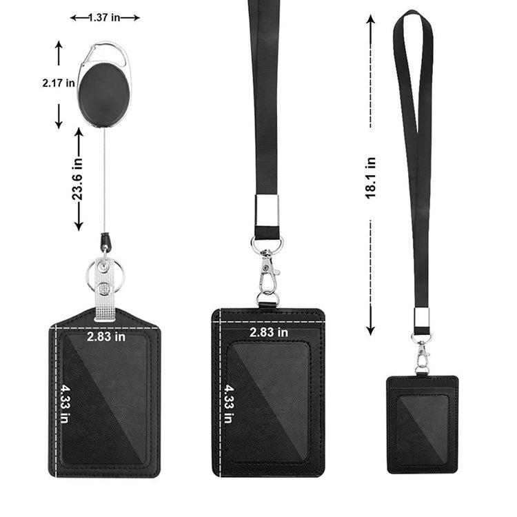 2 Sets ZT-6330 3 in 1 PU Leather ID Card Retractable Buckle Halter Protective Case