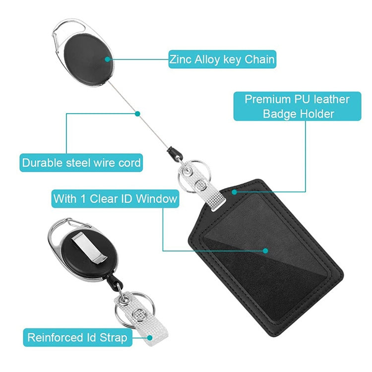 2 Sets ZT-6330 3 in 1 PU Leather ID Card Retractable Buckle Halter Protective Case