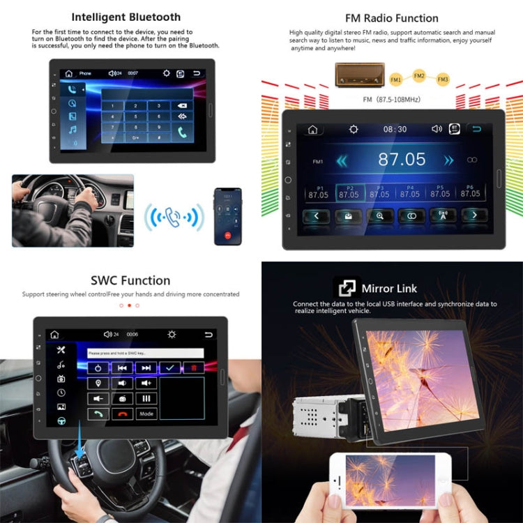 1310C 10.1 inch Car Full Screen Touch HD MP5 Wired Carplay Player, Style: Standard+4 Light Camera