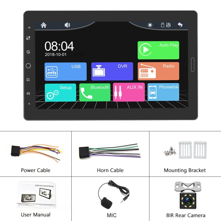1310C 10.1 inch Car Full Screen Touch HD MP5 Wired Carplay Player, Style: Standard+8 Light Camera