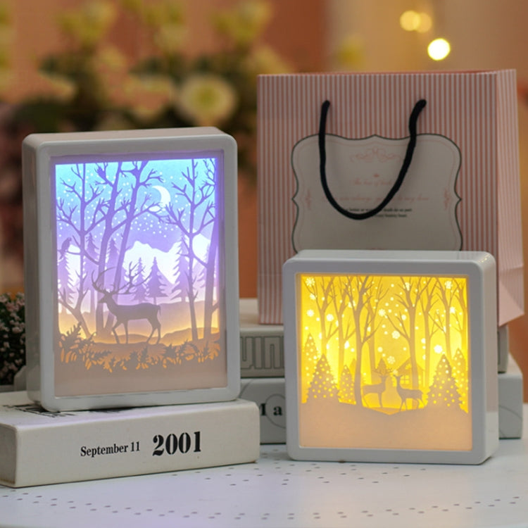 Stereoscopic Paper Cutout Light Christmas Night Light