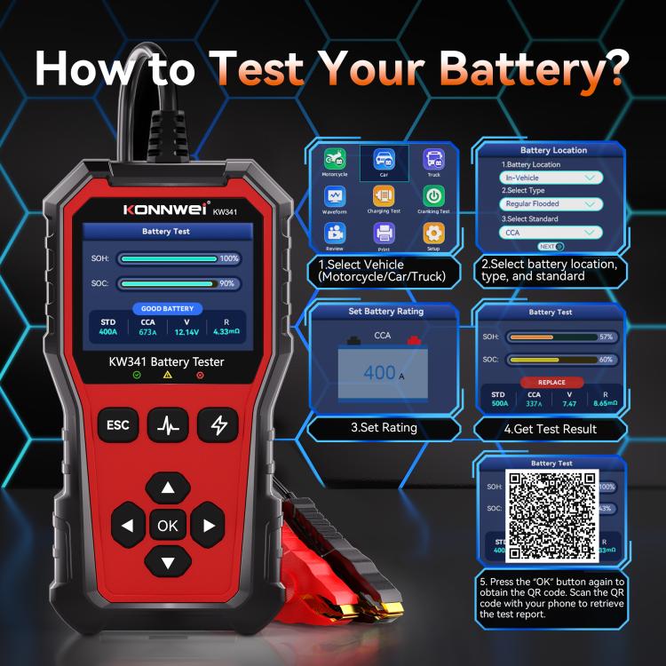 KONNWEI OBDII EOBD CAN Engine Code Reader Car Diagnostic Tool 13 Languages