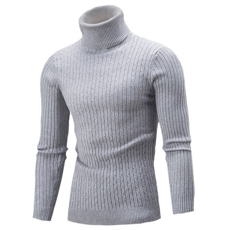 High-Collar Long-Sleeved Men Sweater Casual Thread Knit Clothes, Size: