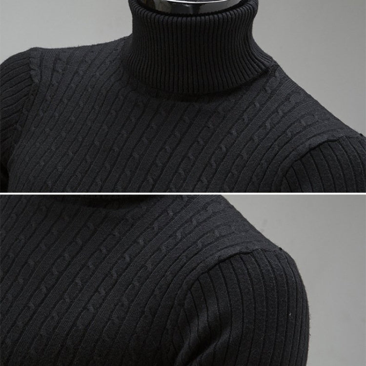 High-Collar Long-Sleeved Men Sweater Casual Thread Knit Clothes, Size: